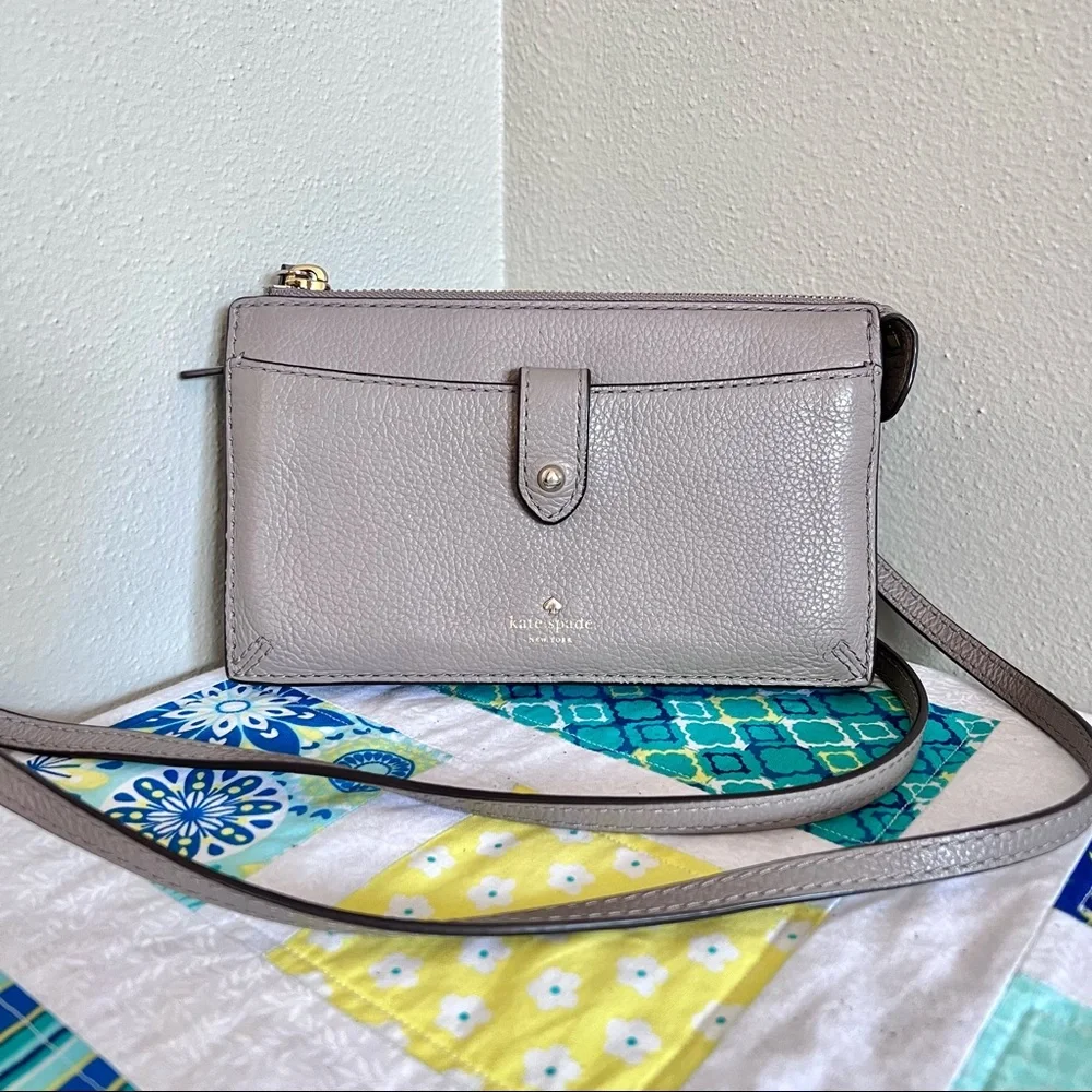 Kate Spade Jackson Small Tab Crossbody, taupe/gray - Picture 2 of 11